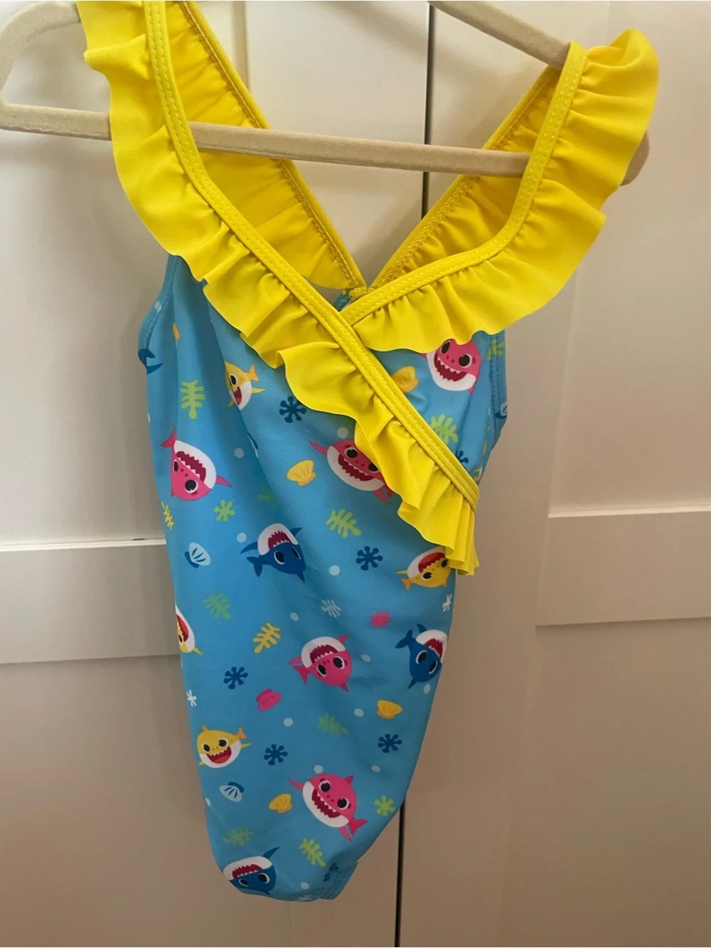 Baby shark girls one piece swim 4t
